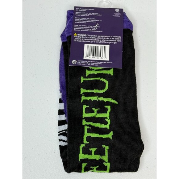 Spooky Striped Character Socks Mens 6–12 Black Purple Green Novelty Crew NWT - Picture 2 of 5